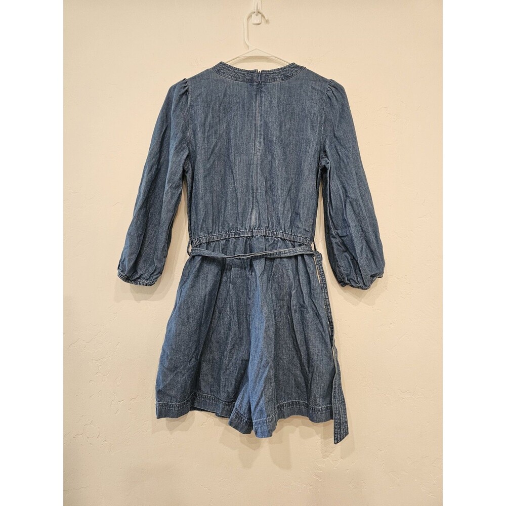 Gap Women's Demin Puff Sleeve V-Neck Romper Size 4 - Picture 4 of 9